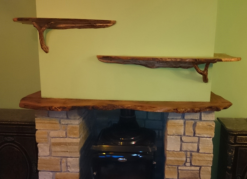 mantlepiece and shelves